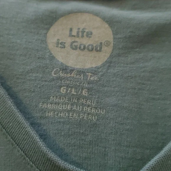 Life Is Good Teal Chocolate Quote Tee Size Large - Picture 2 of 5